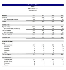 pro forma income statement template excel template for pro forma income statement