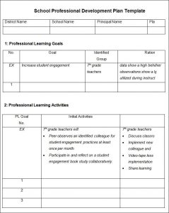 professional development plan examples school professional development plan template