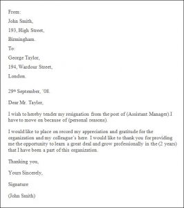 professional letter of resignation professional resignation letter