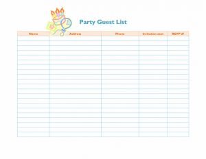 professional reference list template party guest list template
