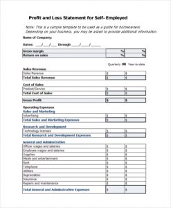 profit and loss statement form profit and loss statement for self employed