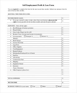 profit and loss statement form profit and loss statement form for self employed