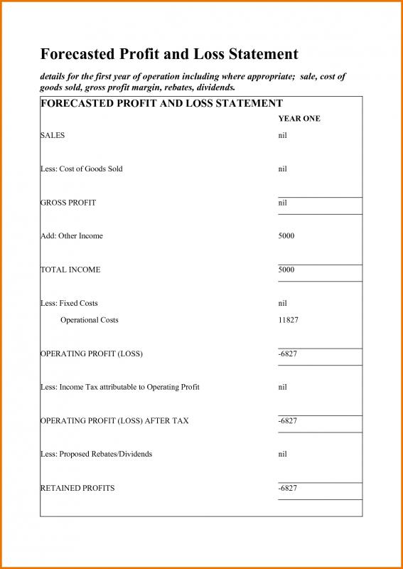 profit and loss template for self employed