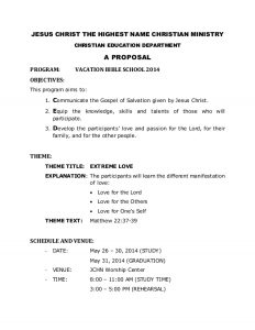 program proposal template vbs proposal for church