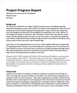 progress report example project progress report example