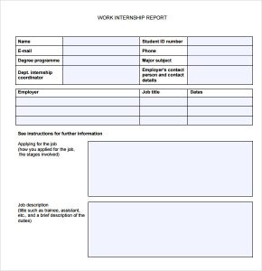 project outline template sample internship report pdf