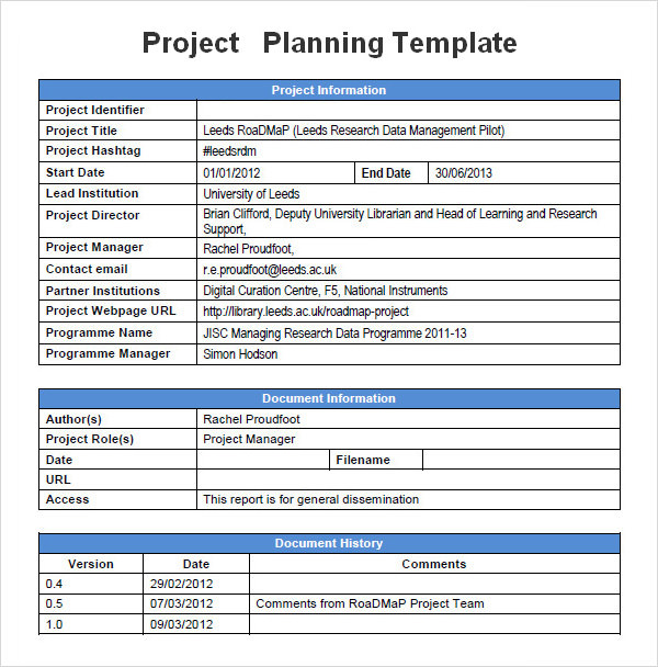 project plan template word