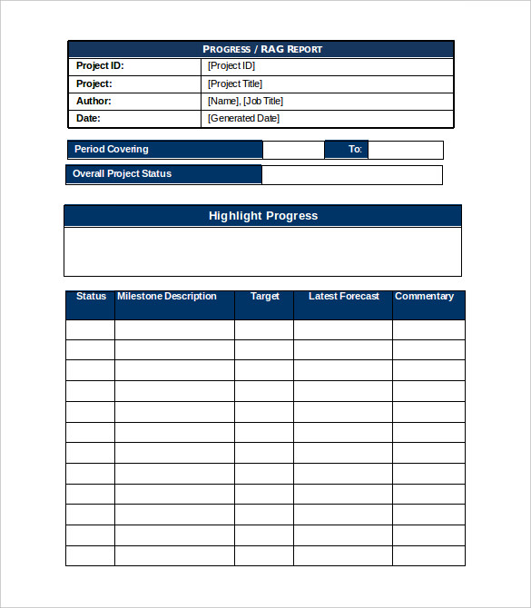 project progress report template