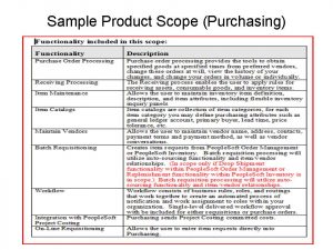 project scope example erp in product scope