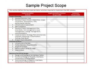 project scope example erp project scope