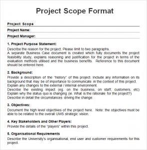 project scope example project scope sample format