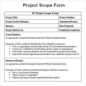 project scope example project scope word sample format download