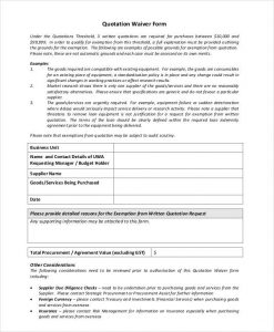 project summary template printable quotation waiver form