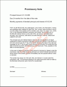 promissory note example fixed term promissory note