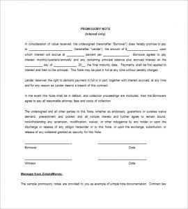 promissory note example free printable blank promissory note