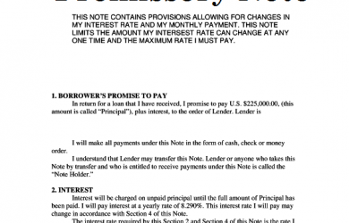 promissory note example promissory note