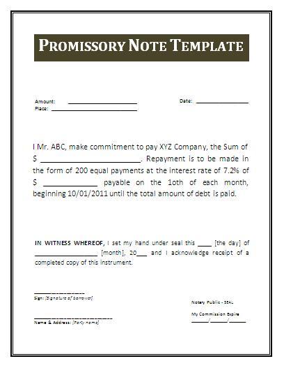 promissory note sample
