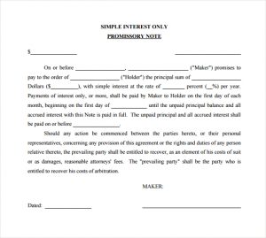 promissory note sample promissory note template to print