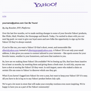 promotion announcement email yahoo announce