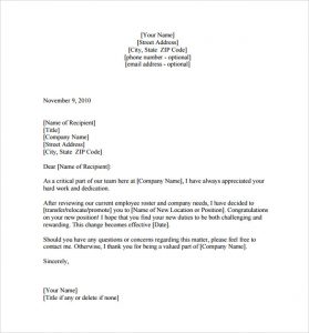 promotional letter templates pdf download promotion letter