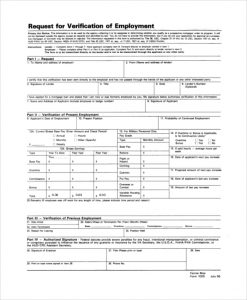 proof of employment form request for verification of employment