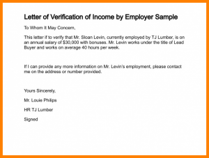 proof of income template income verification letter template letter of verification of income by employer sample