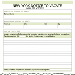 property rental agreement new york landlord notice to vacate