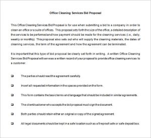 proposal for services bid proposal for cleaning services word