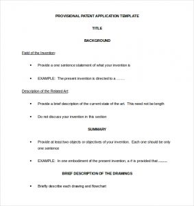 provisional patent application example provisional patent application template word format free download
