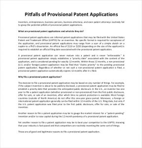 provisional patent example pitfalls of provisional patent application template download
