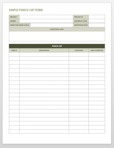punch list template ic simple punch list for template pdf