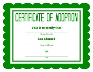 puppy birth certificate adoption certificate green