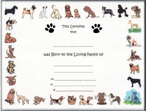 puppy birth certificates cartoondogsblanknofoillandsa