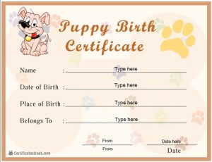 puppy birth certificates certificatestreet sc