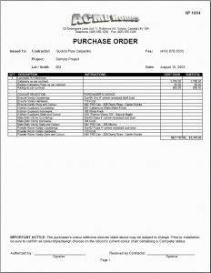 purchase order sample document purchase order