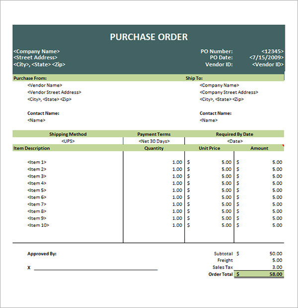 purchase order sample