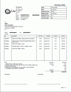 purchase order sample purchase order template