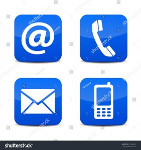 qrcode business card stock vector web contact us icons with telephone email mobile phone and at symbol on blue glossy tab badge