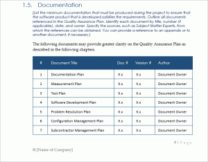quality assurance plan quality assurance plan template documentation