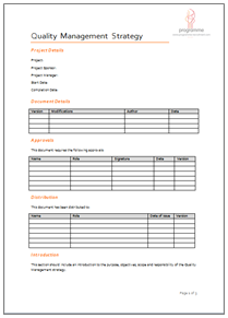 quality control plan template quality managment strategy