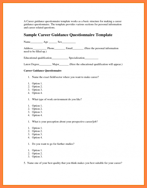 questionnaire template word