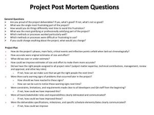 questionnaire template word project post mortem questions n