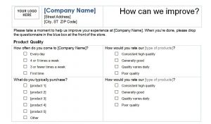 questionnaires templates word customer service survey template