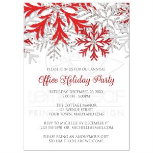 quinceanera invitations templates rectangle snowflake red winter holiday party invitations