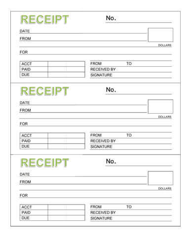 receipt book template