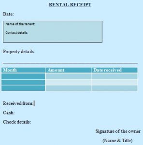 receipt for rent rent receipt template