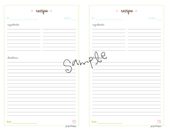 recipe card templates for word