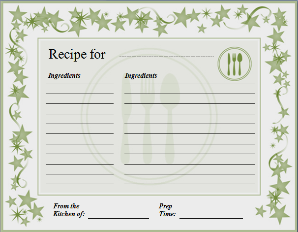 recipe template for word