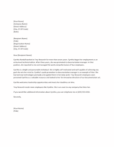 recommendation letter for employee employee reference letter for manager word template format