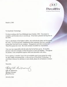 recommendation letter for employee lorthreewire